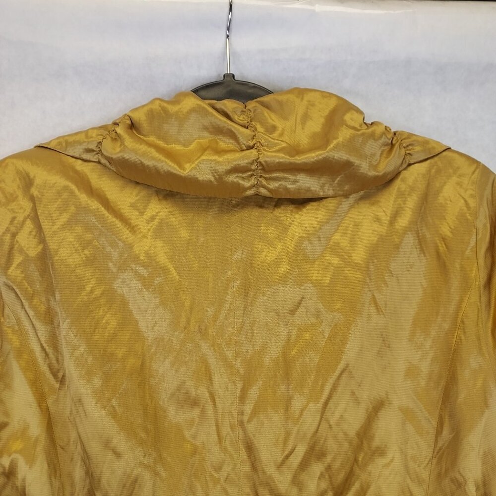 Spanner Utility Jacket Women 12 Stud Bell Sleeve Shiny Metallic Gold Slinky Glam - Picture 13 of 16